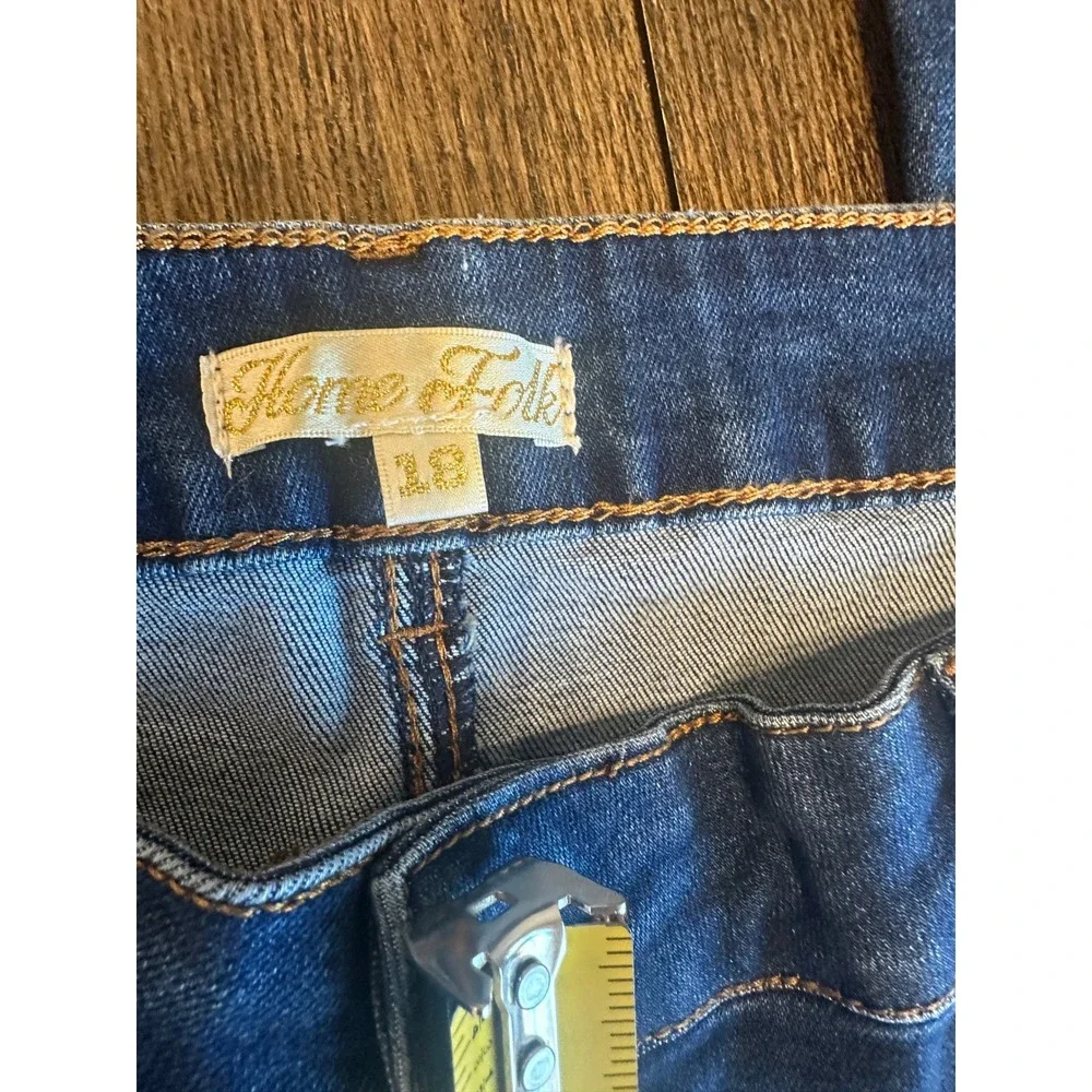 Home Folk Women's Denim Flare‎ Jeans Distressed Frayed Hem Size 18